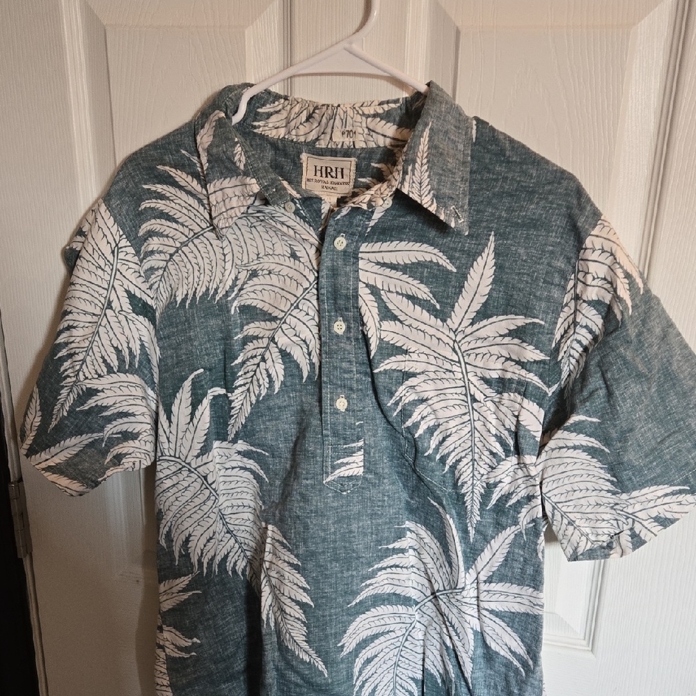 Green and White Casual Button Down Shirt with Tropical Print